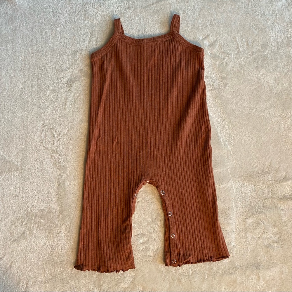 kate quinn Rust Ribbed Cotton Kids One-Piece